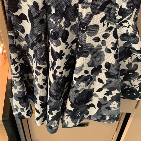 Blue white floral Aqua junior prom dress - Picture 3 of 7